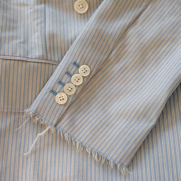 NEW THOM BROWNE BLUE Striped Wool Double Breasted BLAZER Women's RARE - Picture 9 of 16